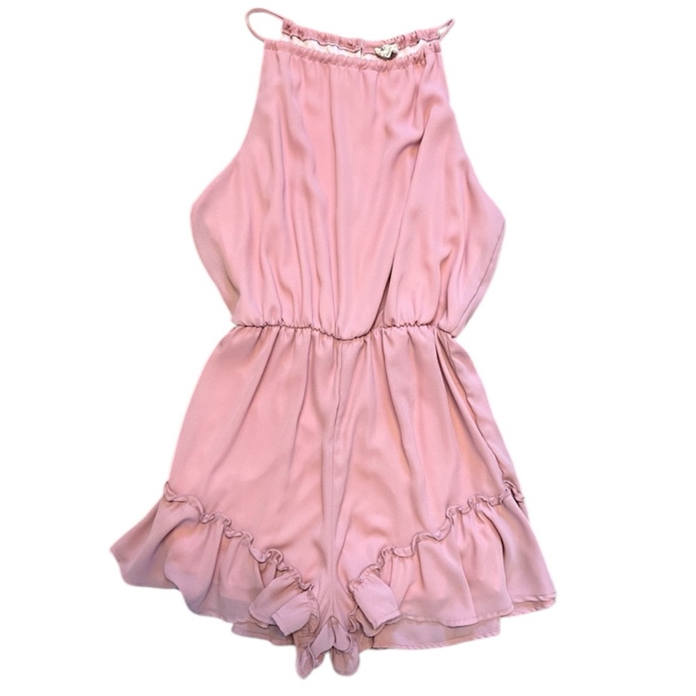Peach Love California Dusty Pink Halter Romper